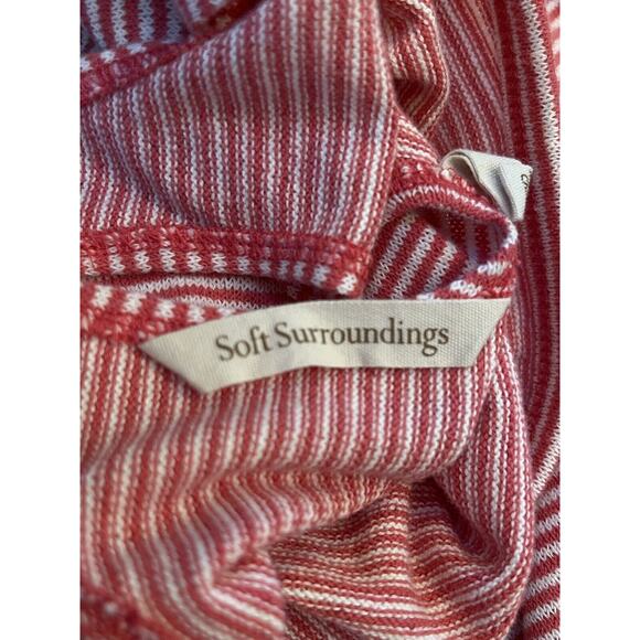 Soft Surroundings Women's Size Medium Pink/White Striped Cutout Back Tunic Top - Picture 2 of 11